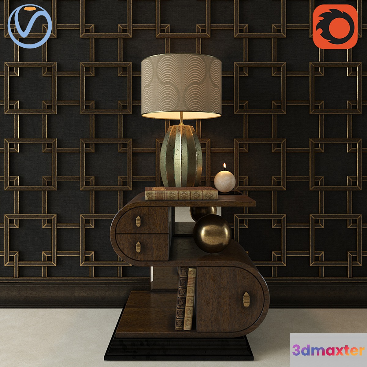 Decorative set with bedside tables 3D Max