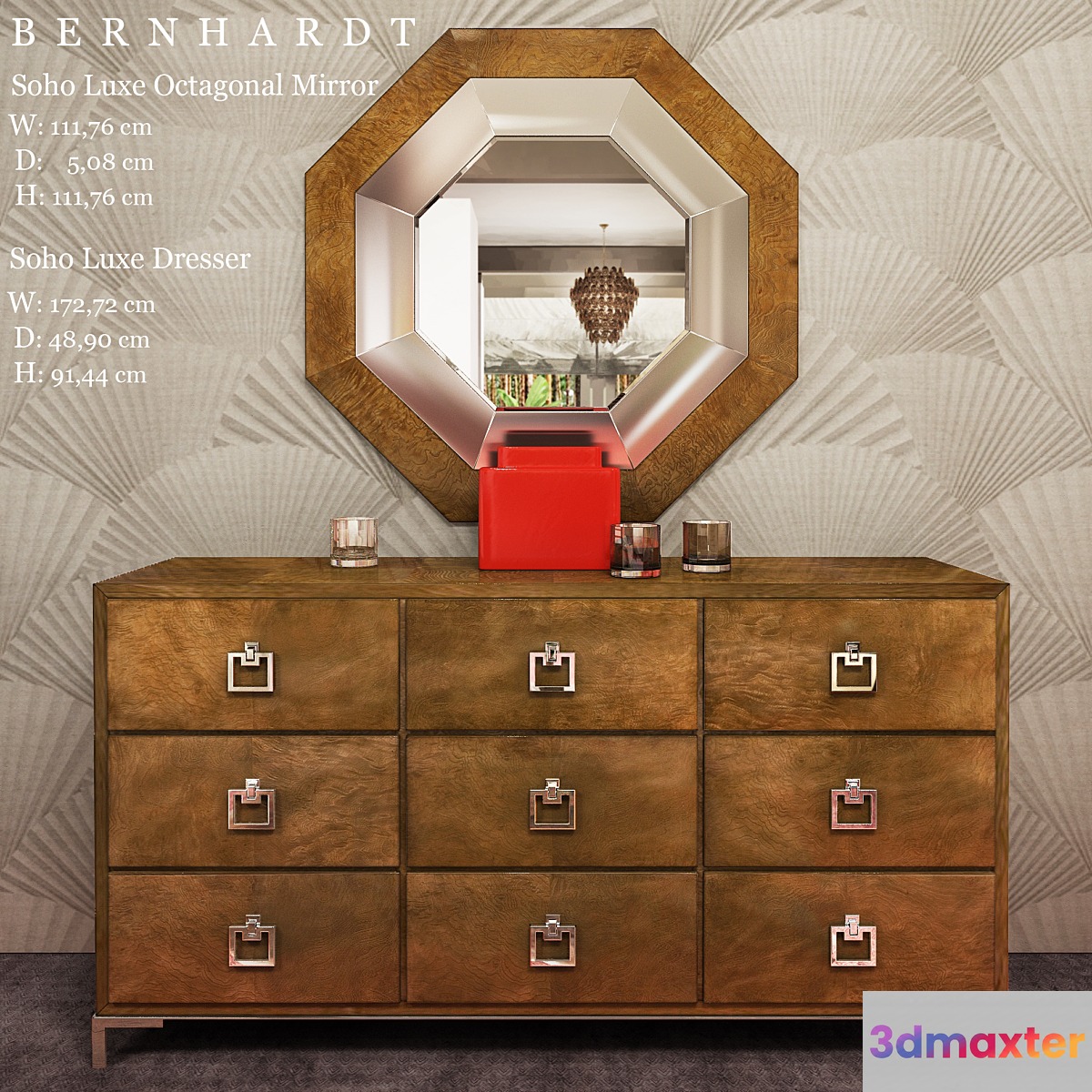 BERNHARDT Soho Luxe Dresser _ Soho Luxe Octagonal Mirror