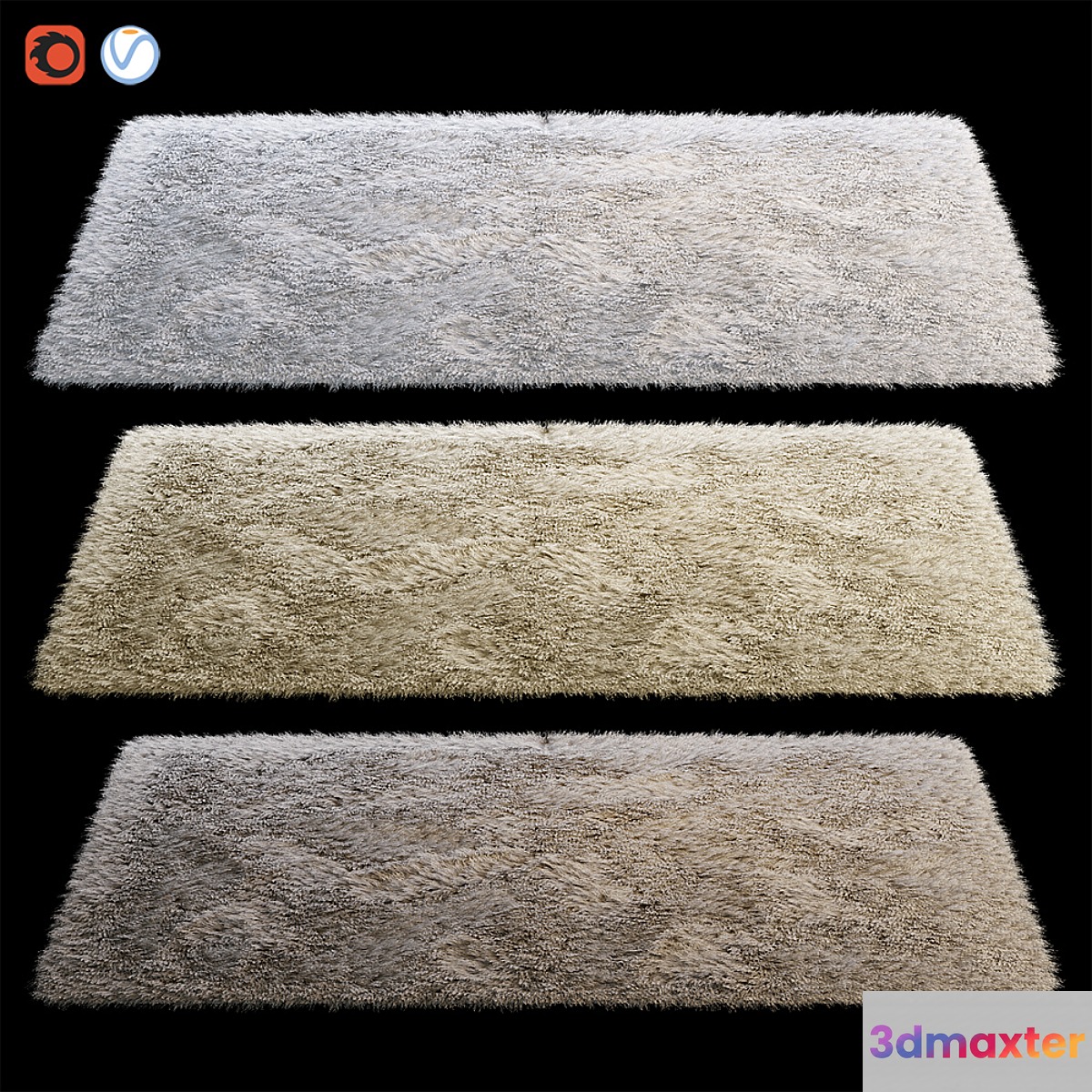 Rectangular fluffy carpet 3D Max