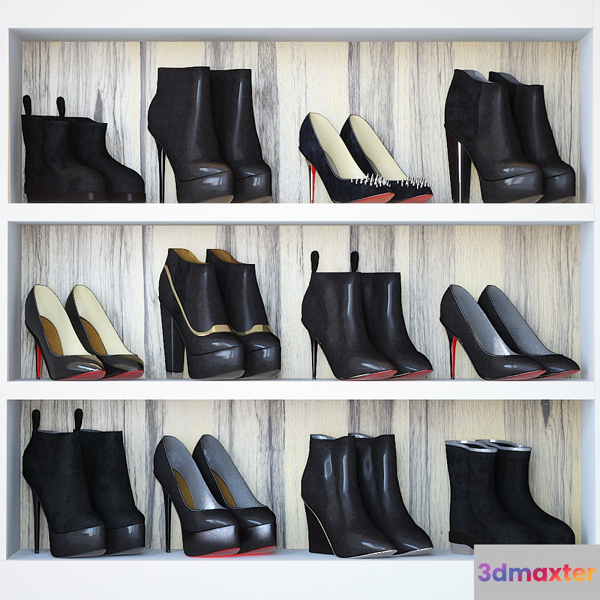 Woman shoes set - black 3D Max