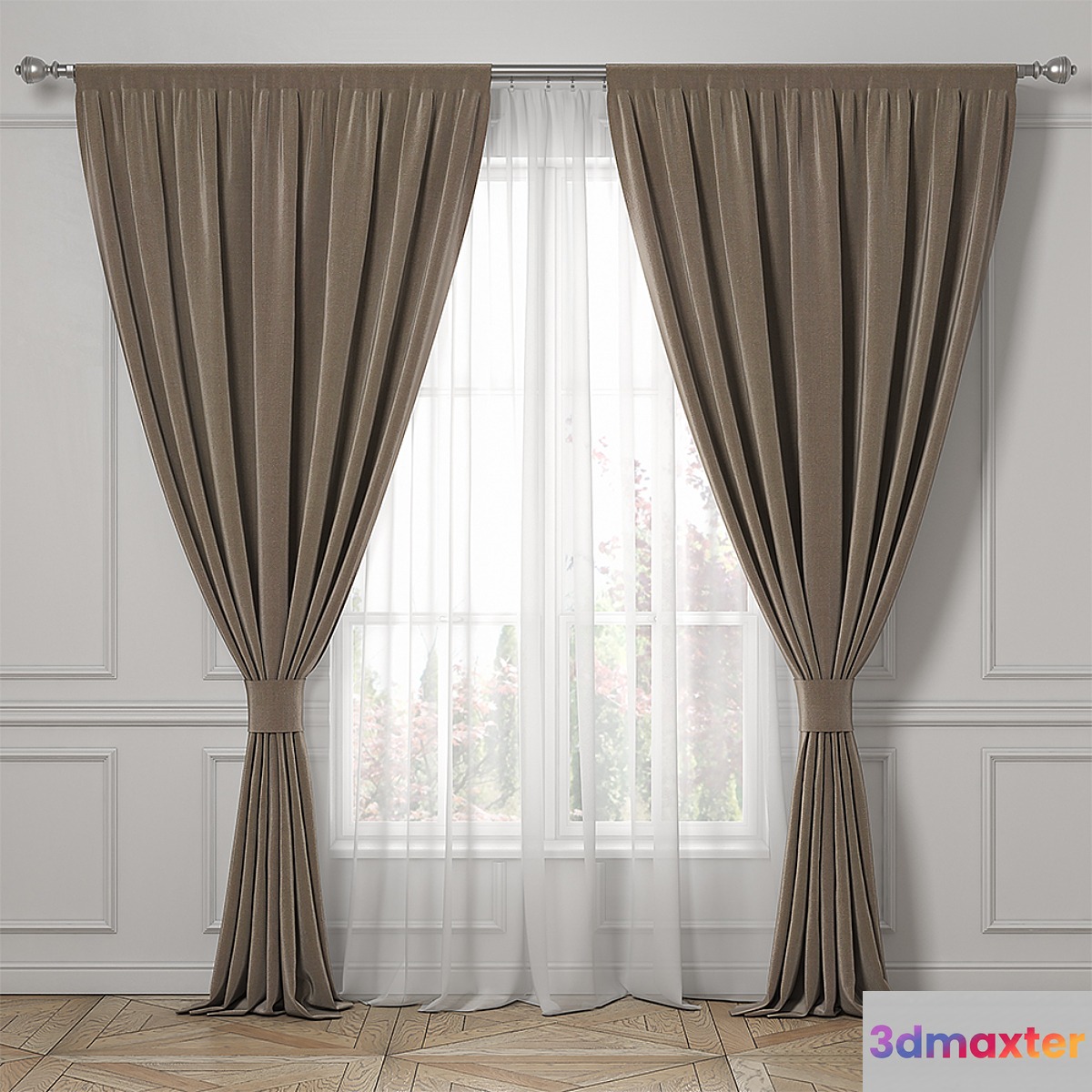 Curtains classic style. 3D Max