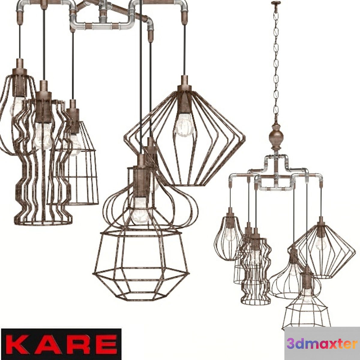 Kare Pendant Lamp Pipeline Wire 6lite