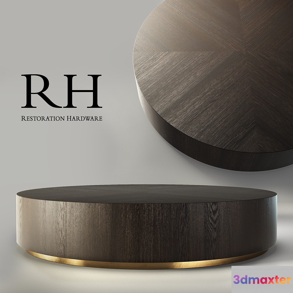 RH Machinto Round Coffee Table 3D Max