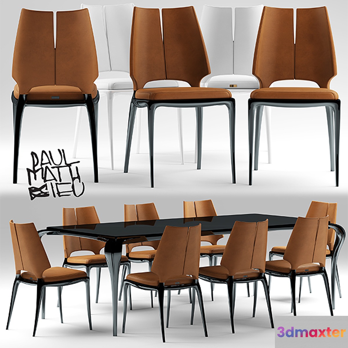 Table and chairs Paul Mathieu for Luxury Living group - No.4