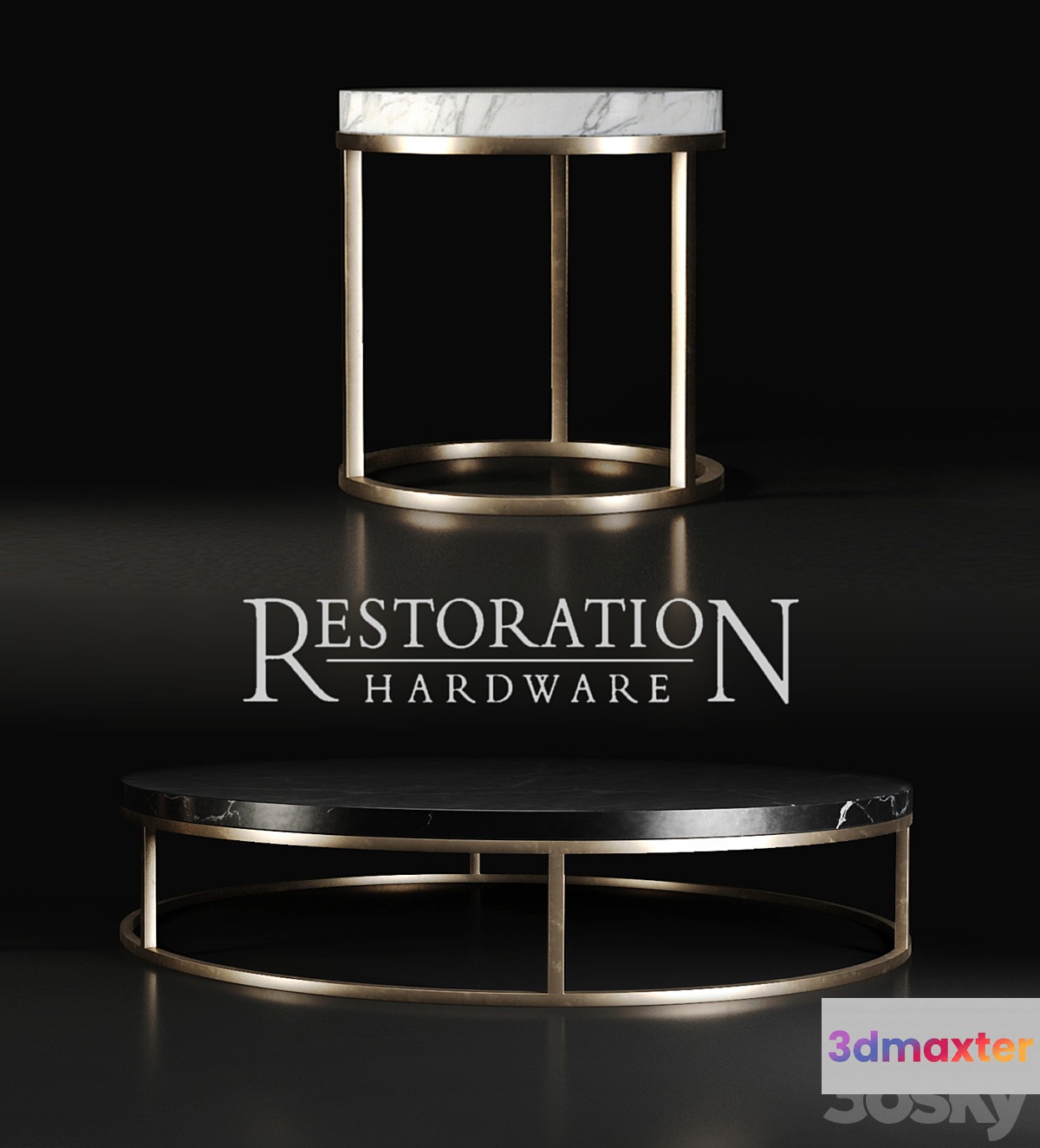 Restoration hardware nicholas marble round tables 3D Max