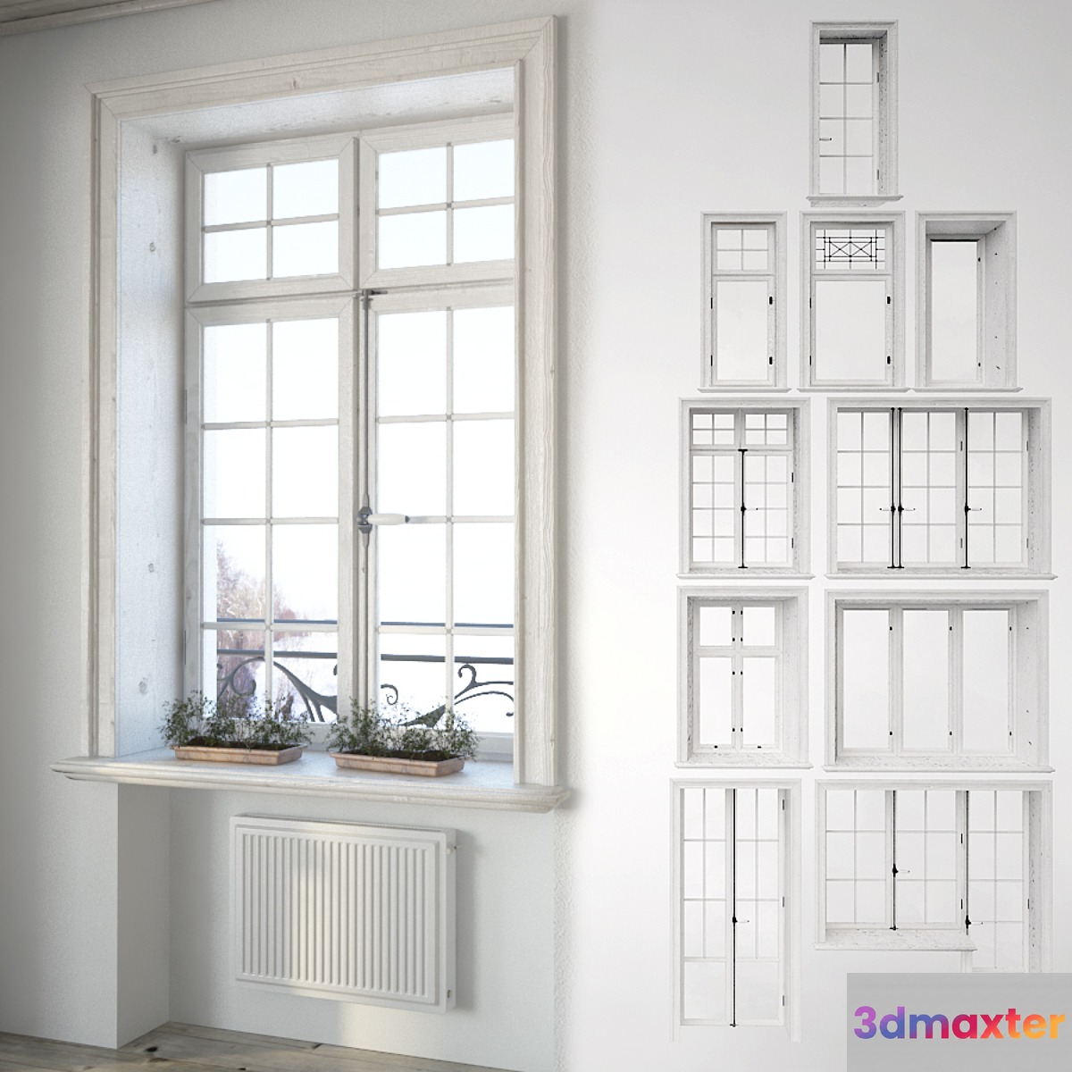Set classical windows with decor - No.2