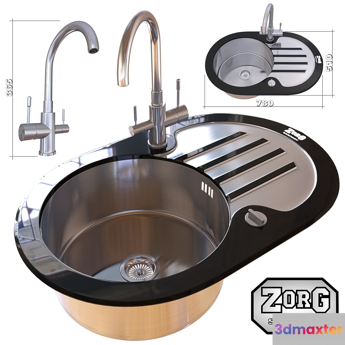 Kitchen sink and faucet ZorG 3D Max