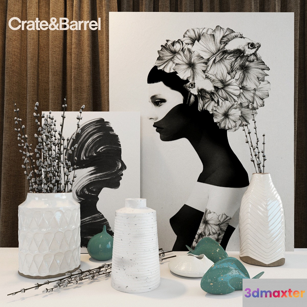 Decorative set Crate and Barrel 3D Max