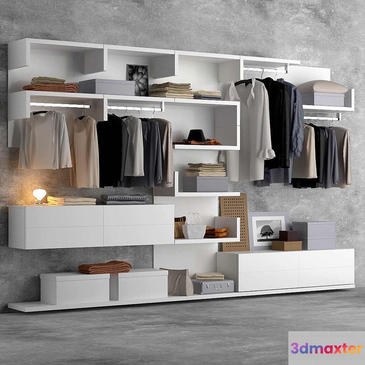 Closet Wardrobe Smart Bianco Alf 3D Max
