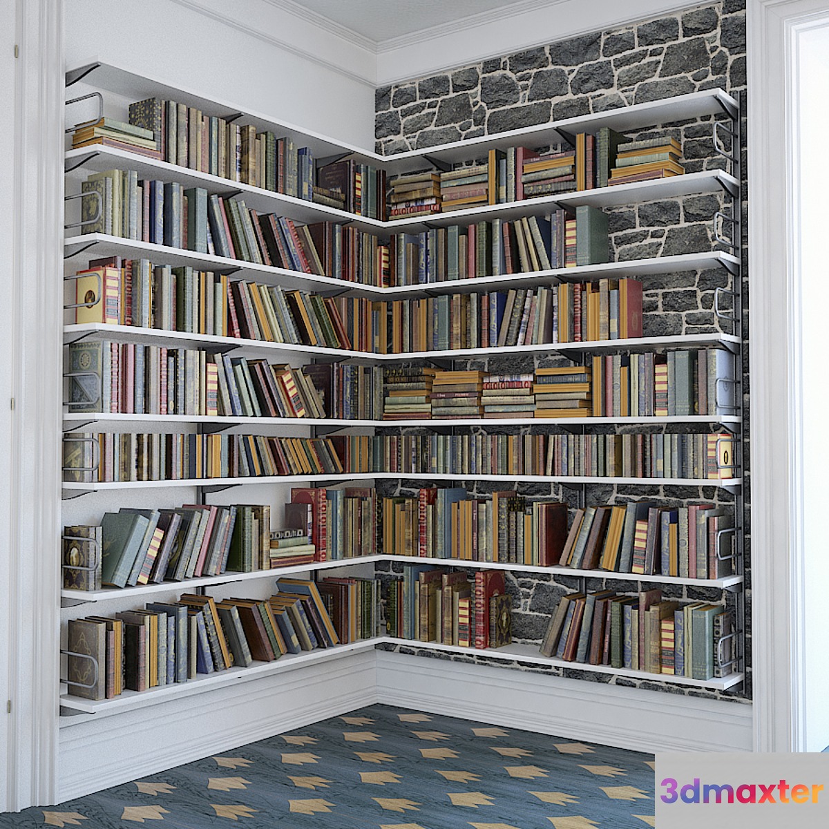 Classic Books with decor 3D Max