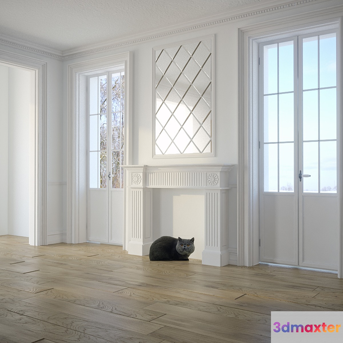Fireplace and stucco Harmony 3D Max