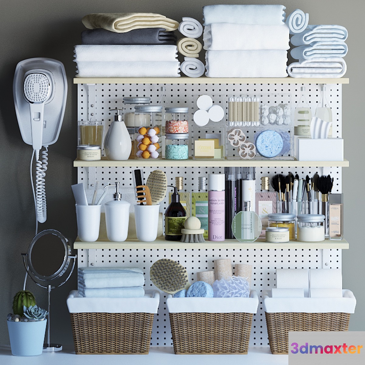 Shelves for bathroom with decor