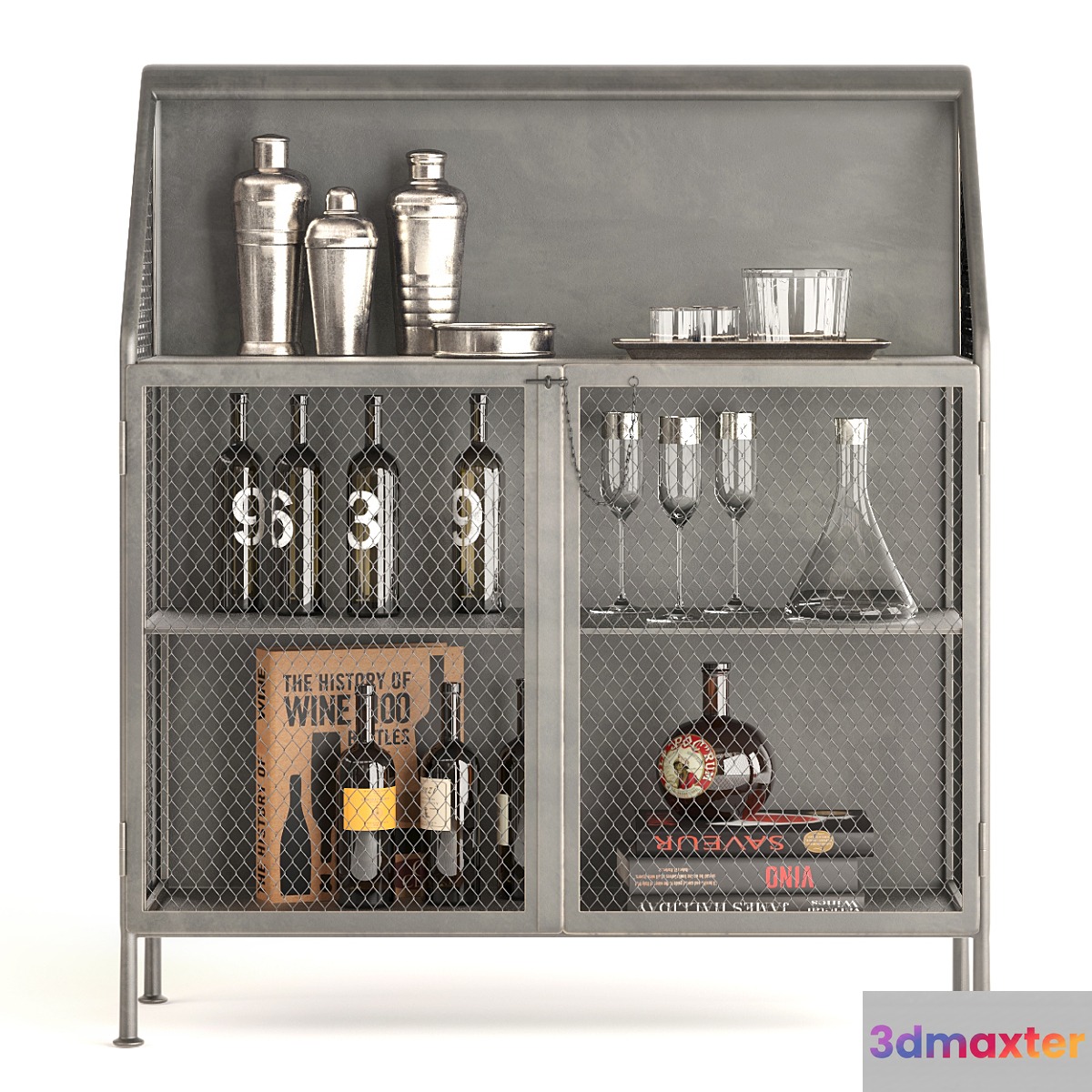 Bar Vintage French Factory Bar Cart