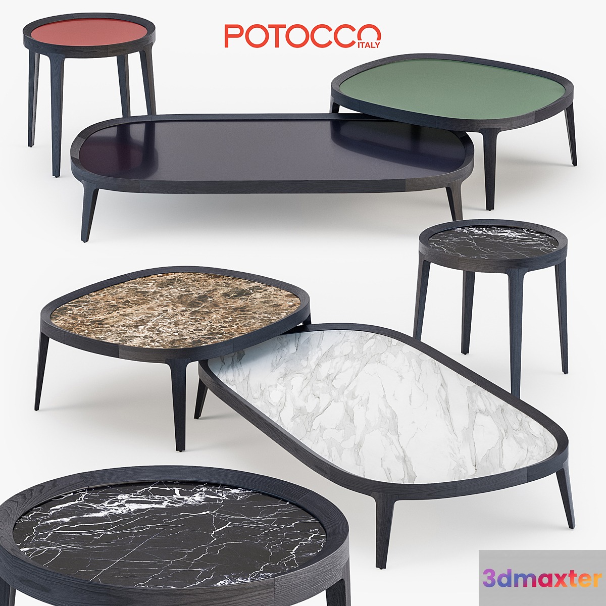 Potocco Spring coffee table set 3D Max