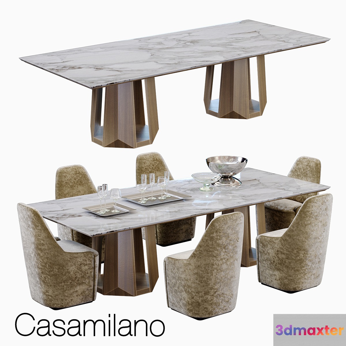 casamilano kandinsky table with charlotte chair 3D Max