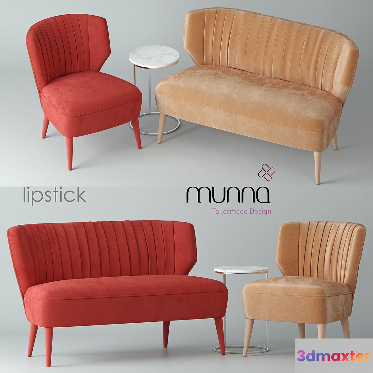 Sofa and chair MUNNA Lipstick 3D Max