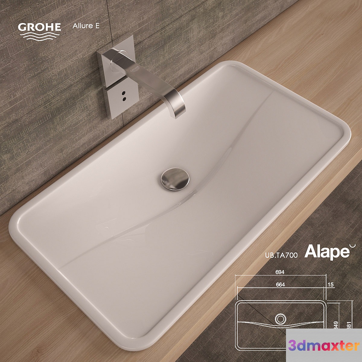 Washbasin Alape UB.TA700. Mixer - Grohe Allure E