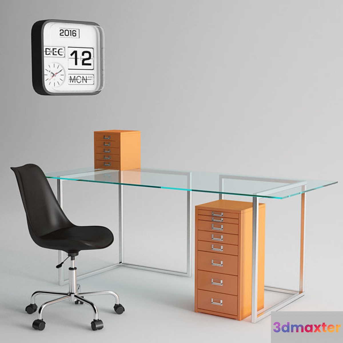 Habitat Ginnie Office Chair and Habitat Nic Glass Table 3D Max