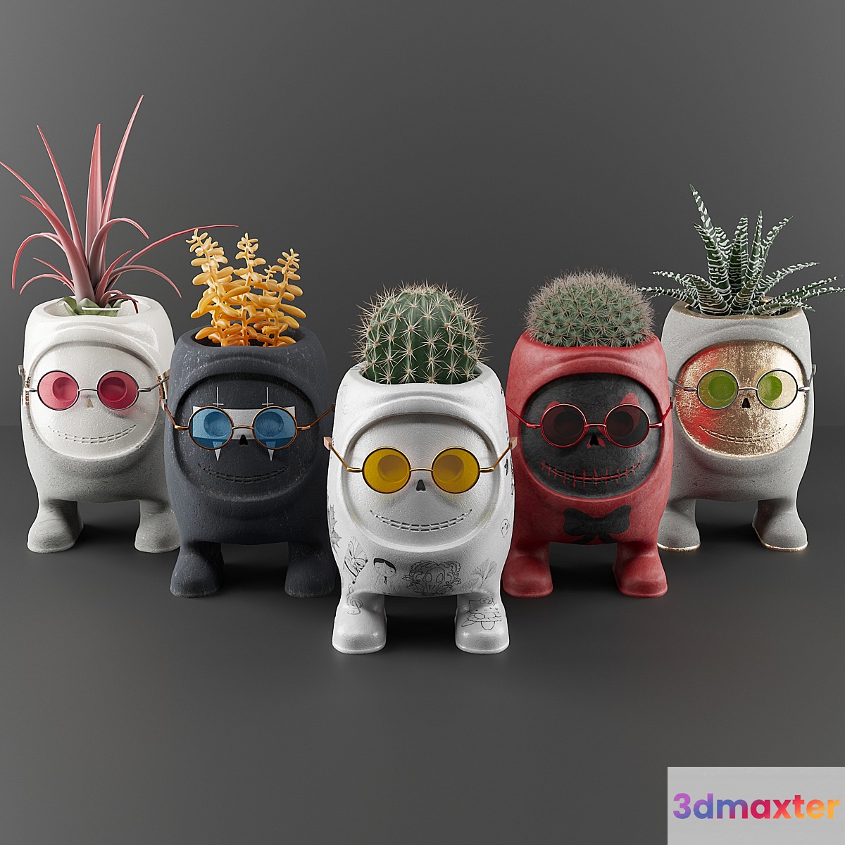 Plant pot set 3D Max