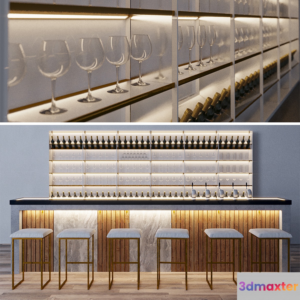 Bar counter 3D Max