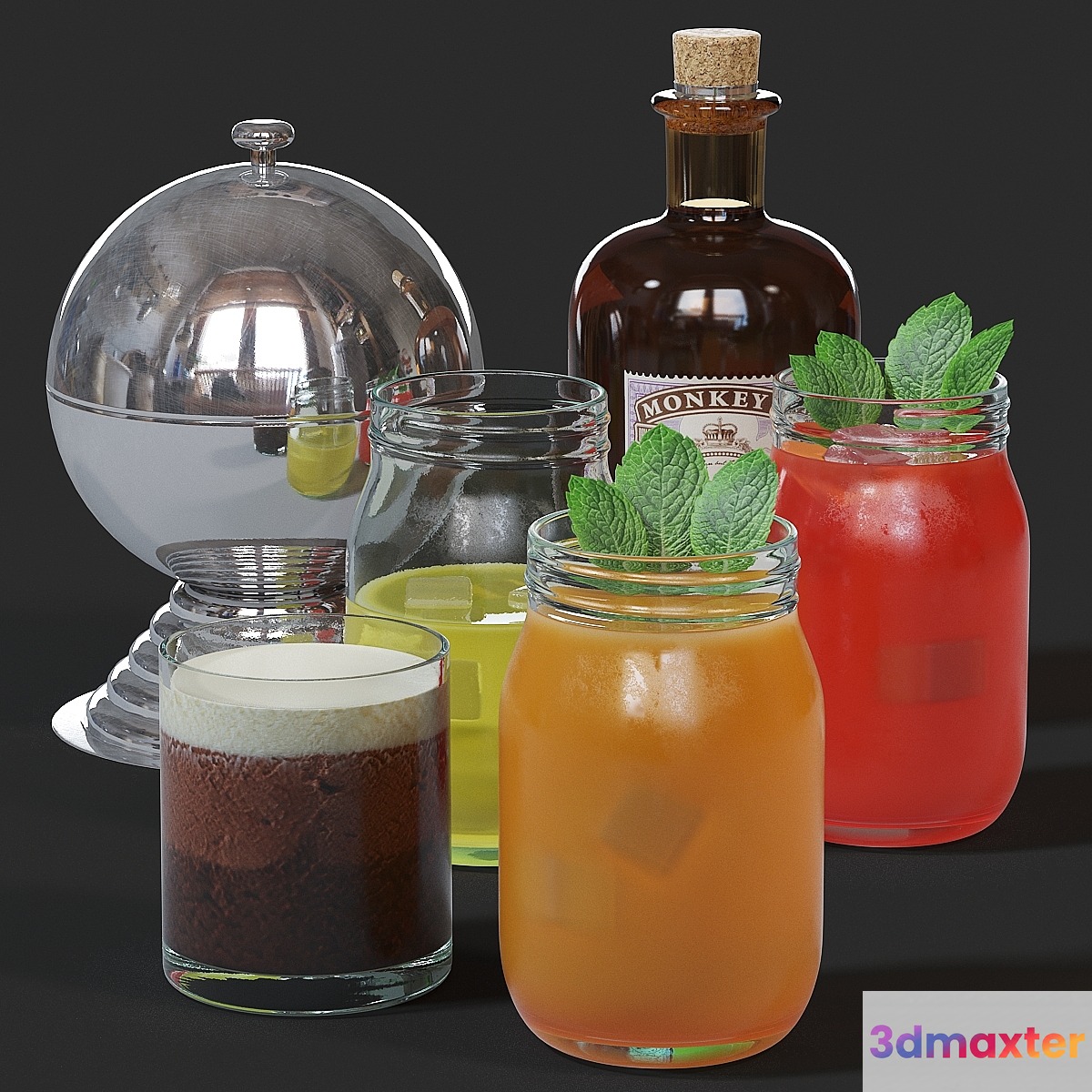 Cocktails small set 3D Max