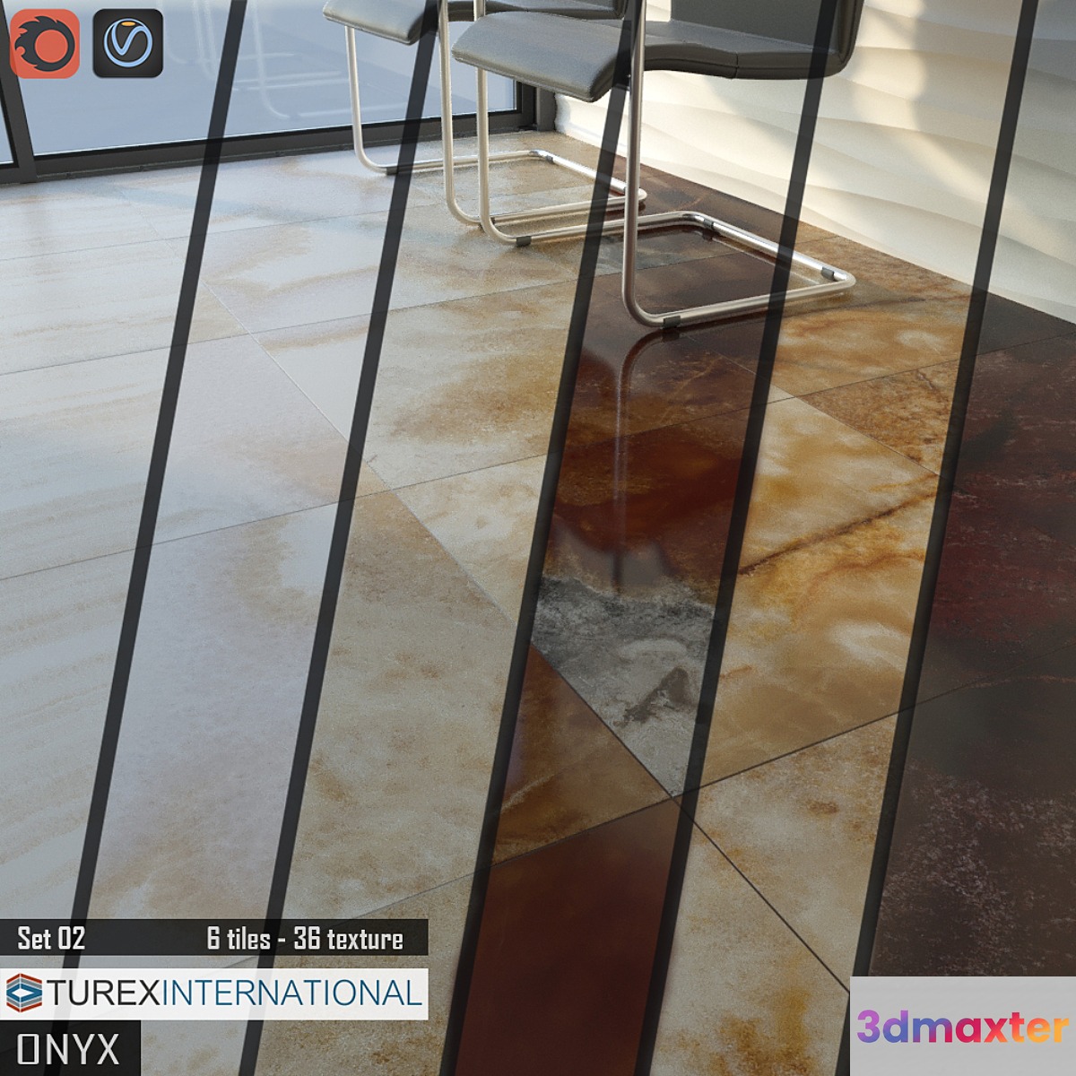 TUREX INTERNATIONAL Onyx Tiles Set 02 3D Max
