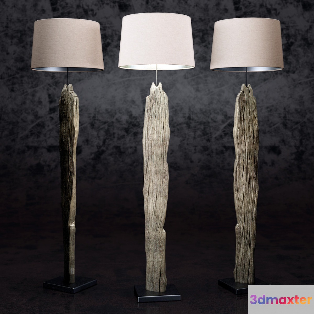 Arcadia Buffed Natural Driftwood Floor Lamp 3D Max