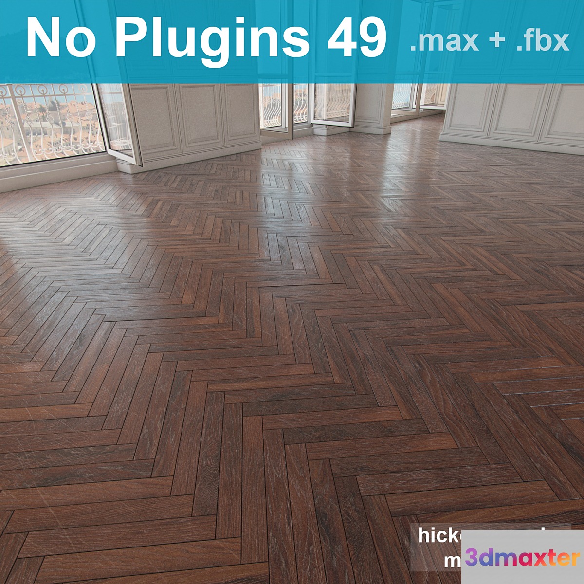 Herringbone parquet scratched 49 (without the use of plug-ins) 3D Max