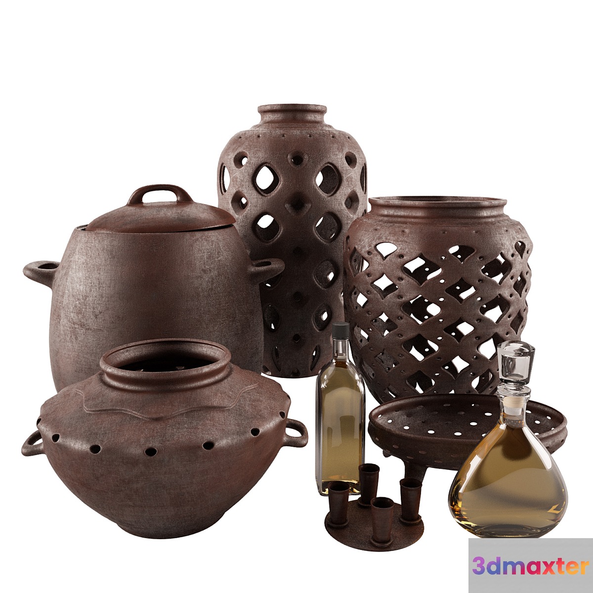 Set of Vase Clay 3D Max