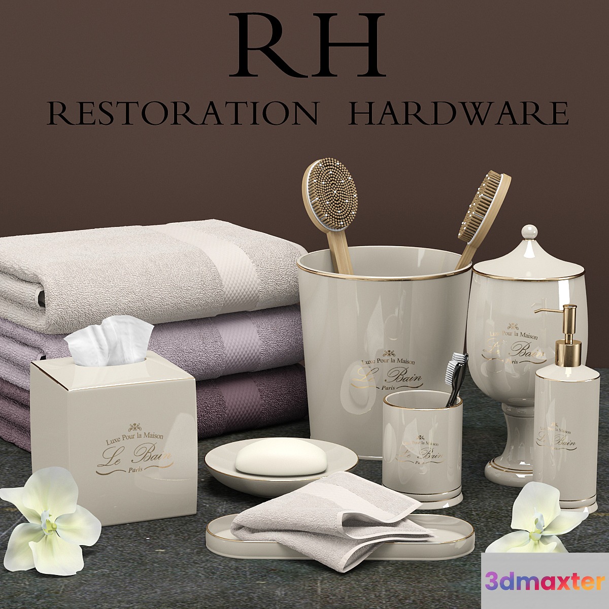 Restoration hardware bathroom accessories 2 3D Max