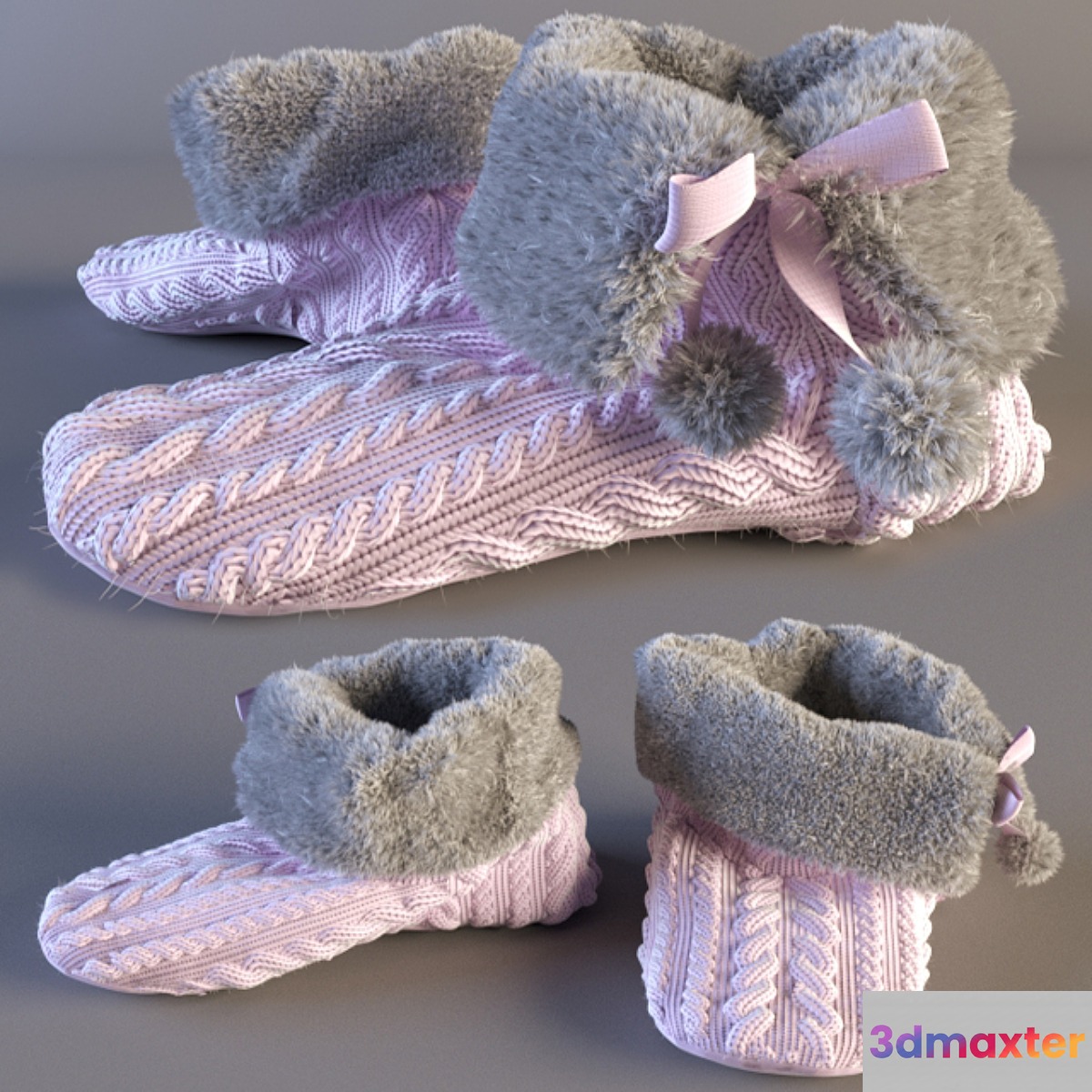 Knitted slippers 3D Max