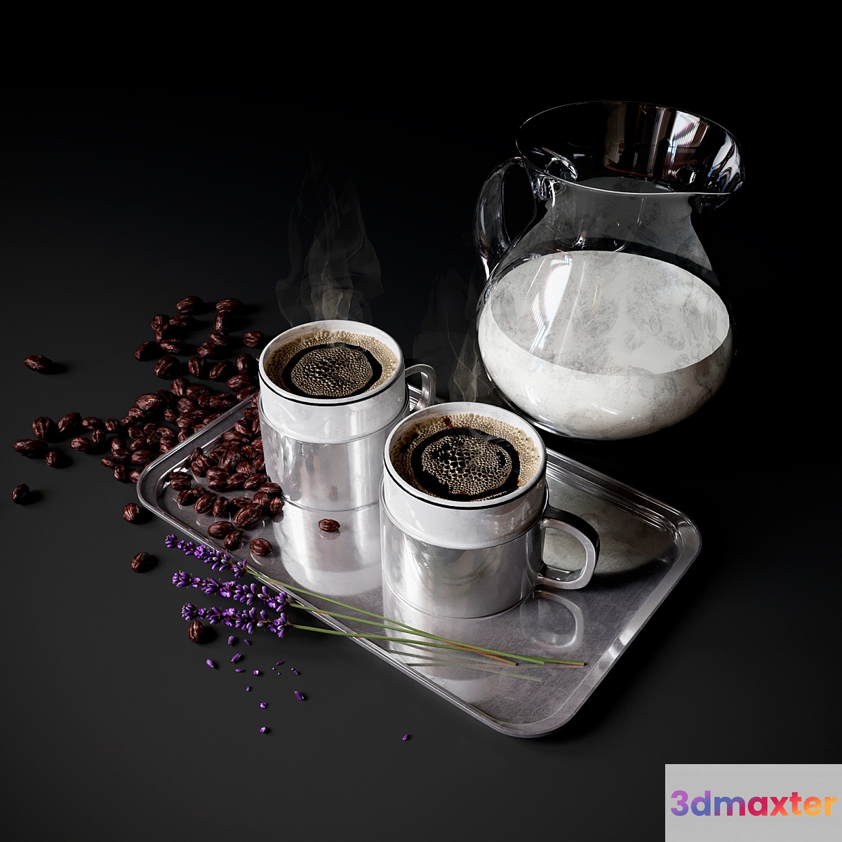 Coffee Set with milk 3D Max