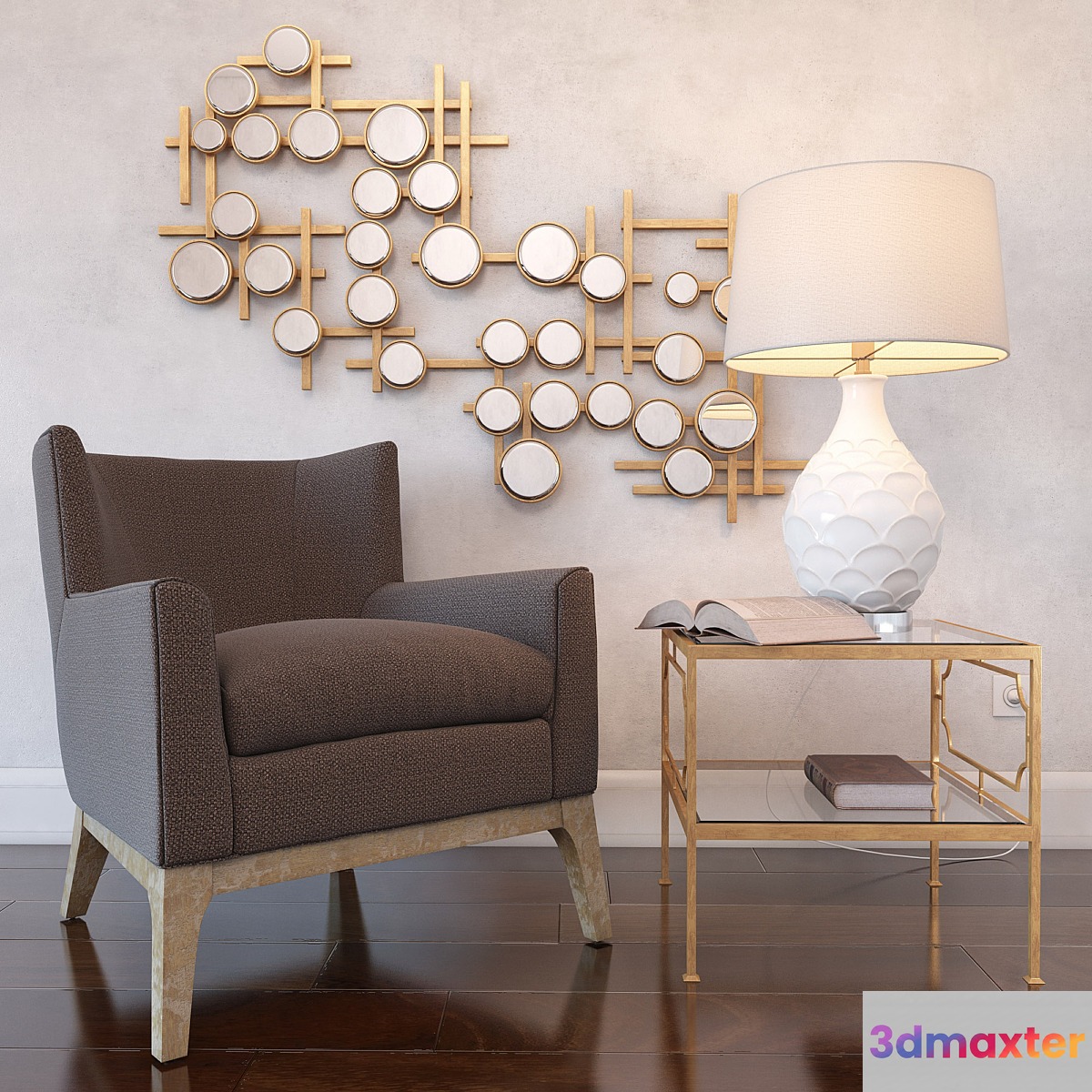 Uttermost_Arzo Armchair Genell Cube Table Camellia Table Lamp Britton Mirror