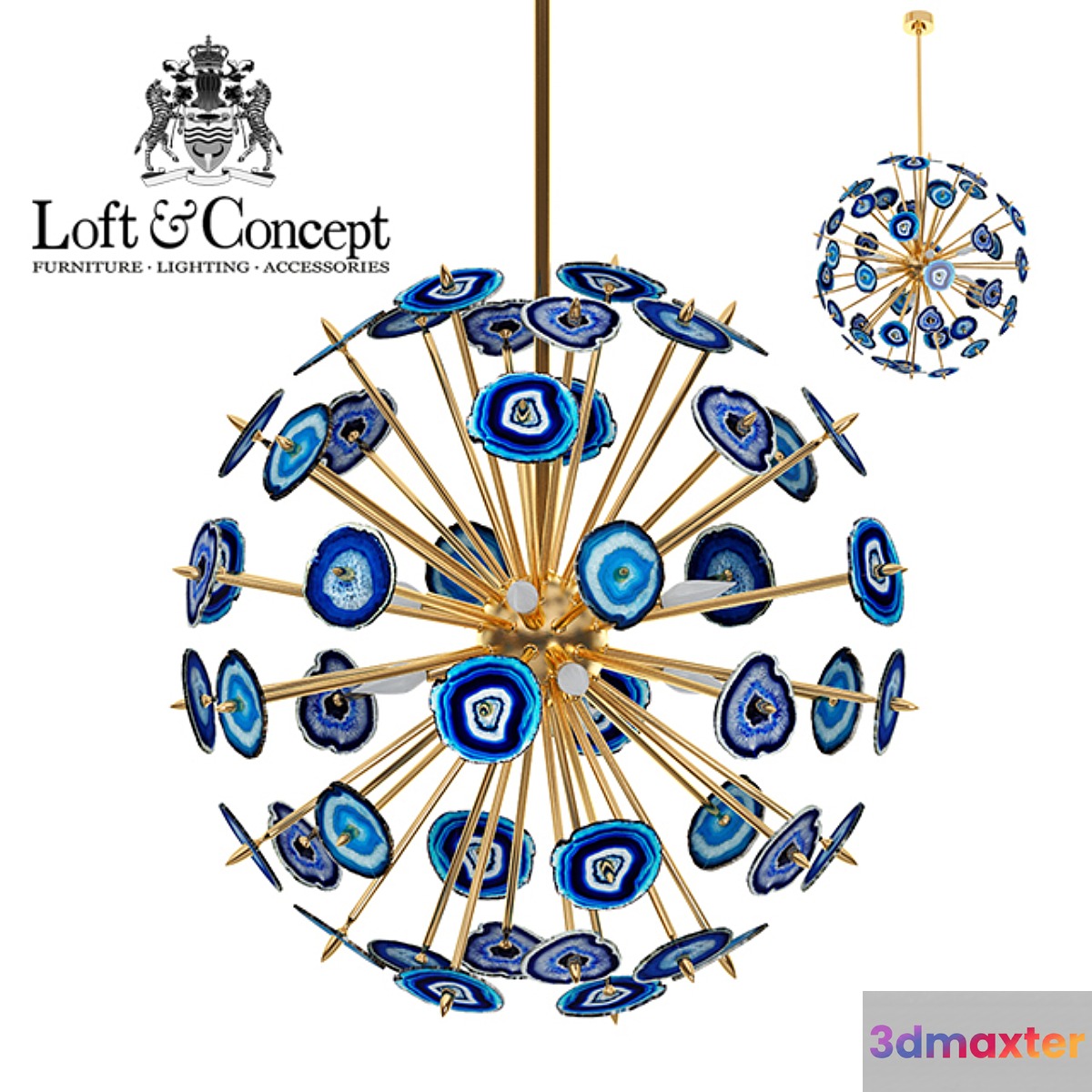 Chandelier with blue agate Agate Burst Chandelier BLUE 3D Max