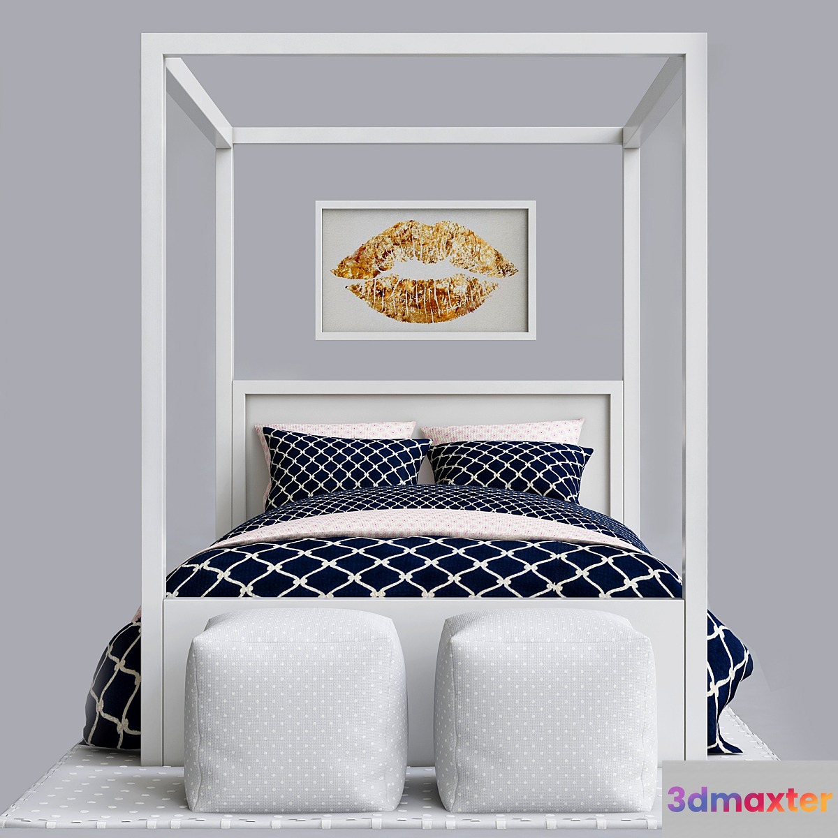 Blue childrens bedroom set 3D Max