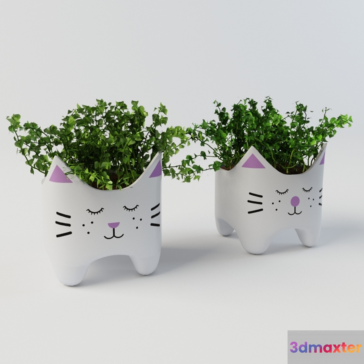 Plant with cat vases 3D Max