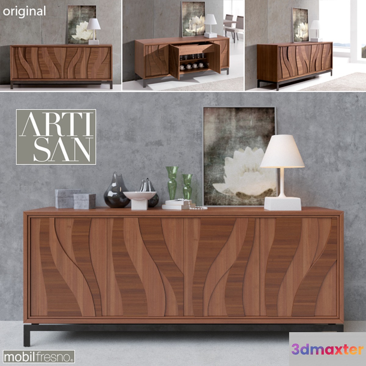 Mobilfresno_ARTISAN_Aparador nogal + decor
