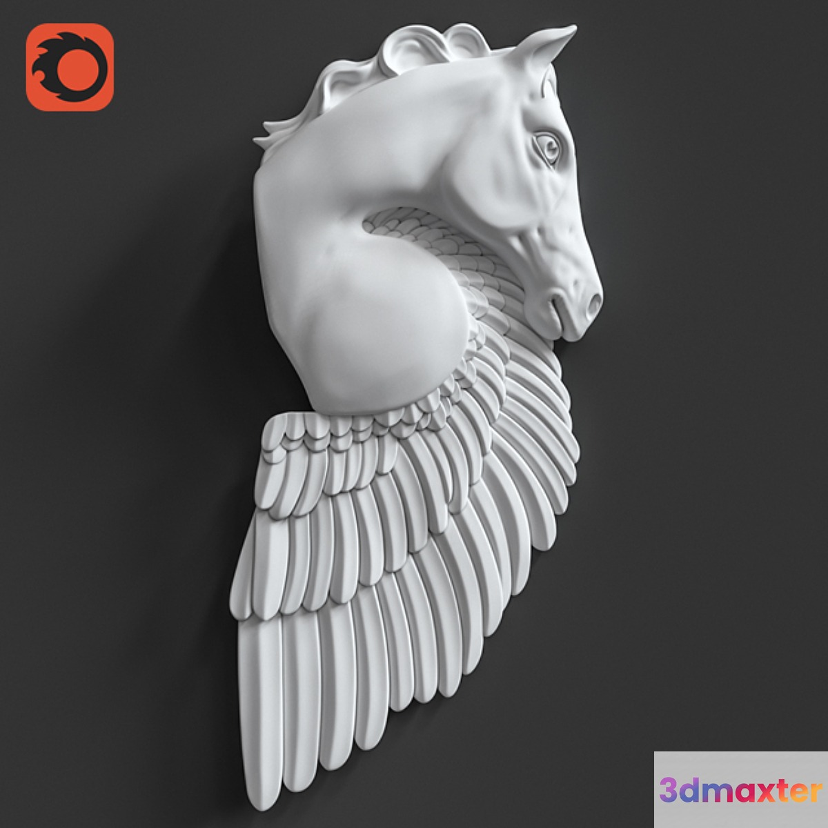 Pegasus Horse Wall Sculpture 3D Max