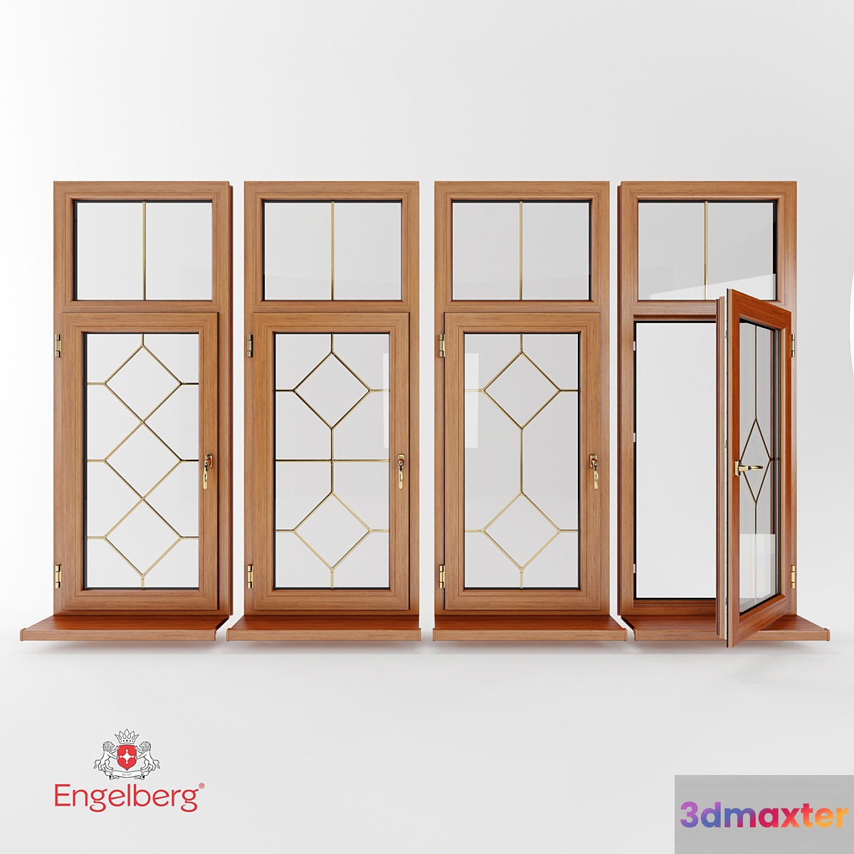 Plastic windows with muntin bars 3D Max