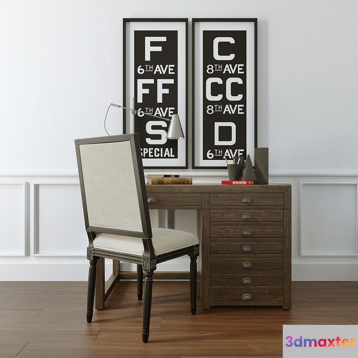 Restoration Hardware set of furniture 3D Max