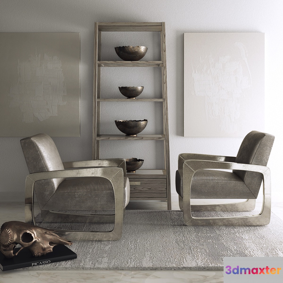 Bernhardt - Silvain Chair & Chilton Etagere 3D Max