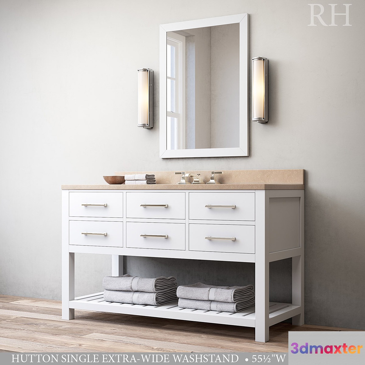 HUTTON SINGLE EXTRA-WIDE WASHSTAND 3D Max