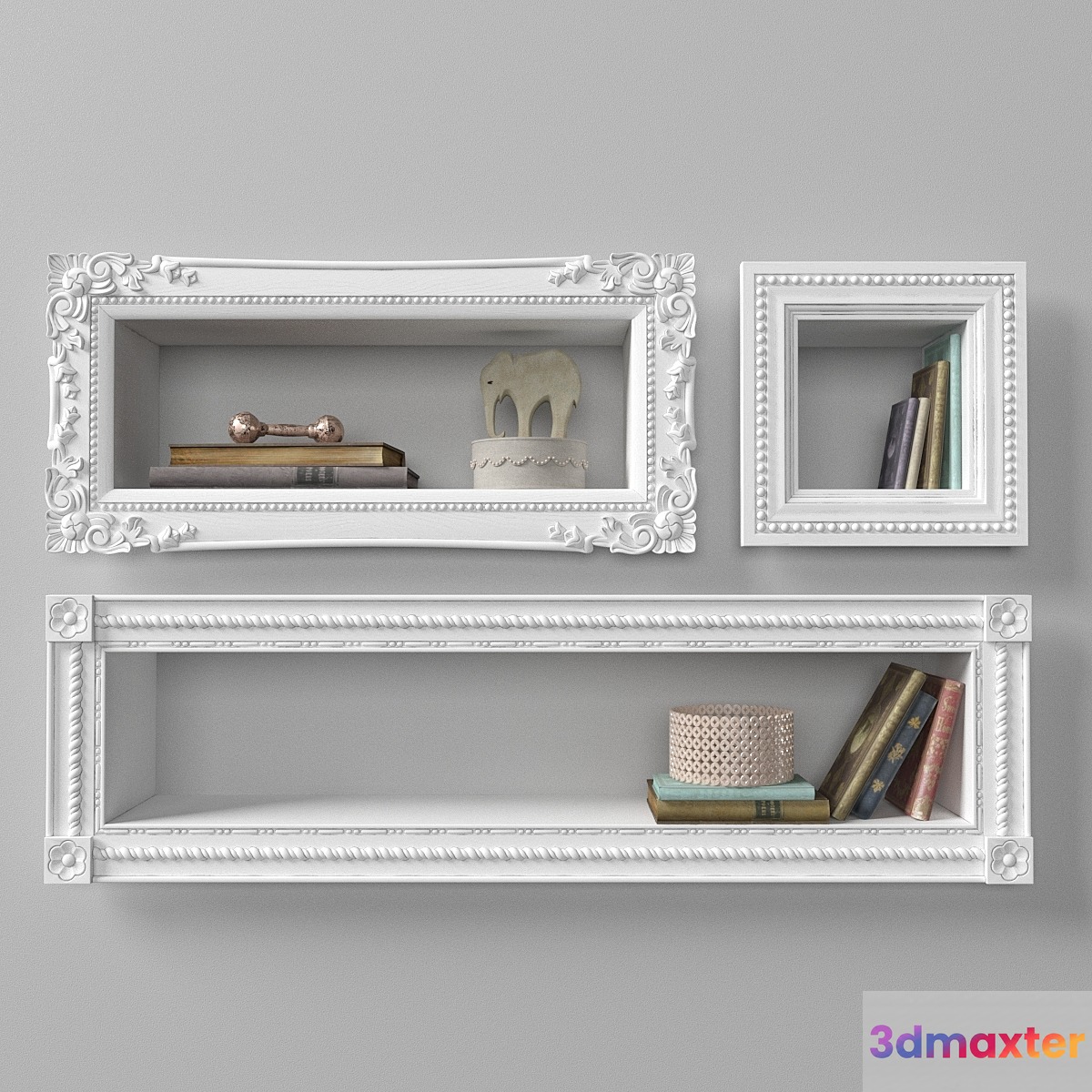 Shelves with decor from RHBaby & Child 3D Max