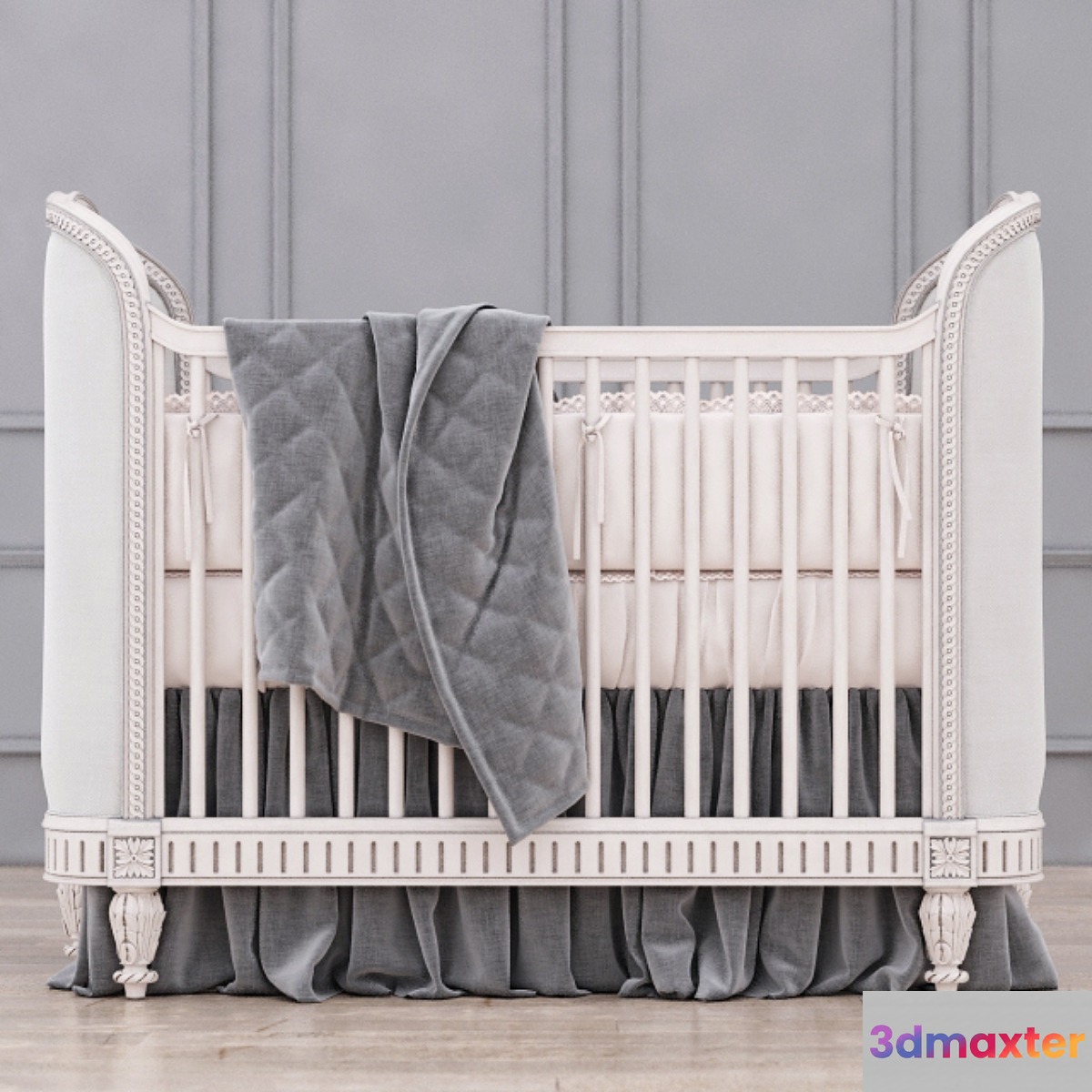 RH Belle Upholstered Crib (Antique Grey Mist) - No.2