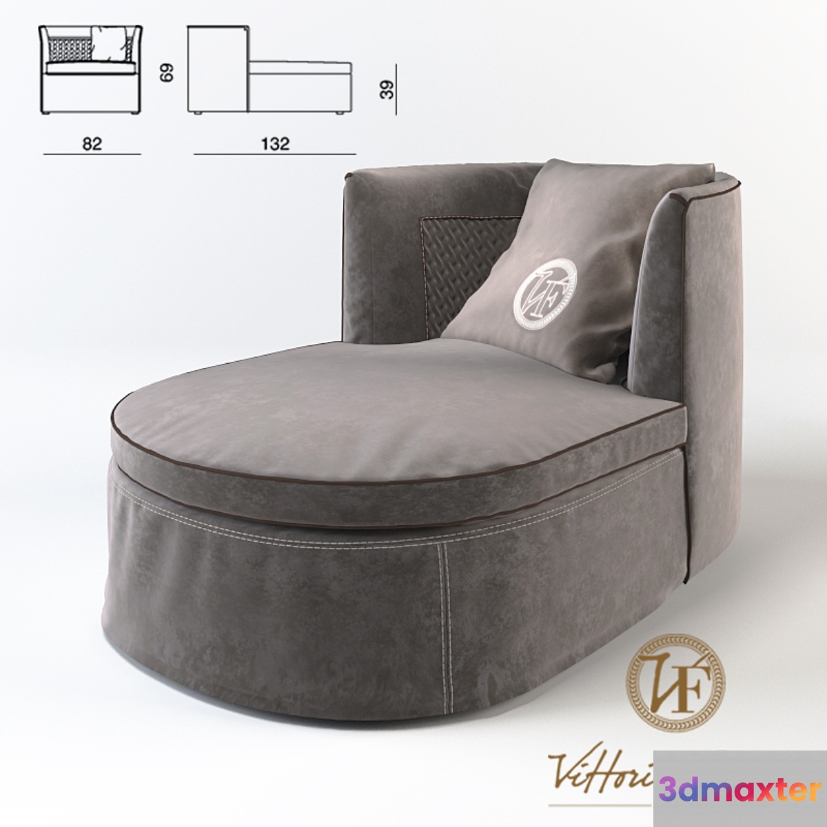 Litta longue armchair (82x132x69cm) 3D Max