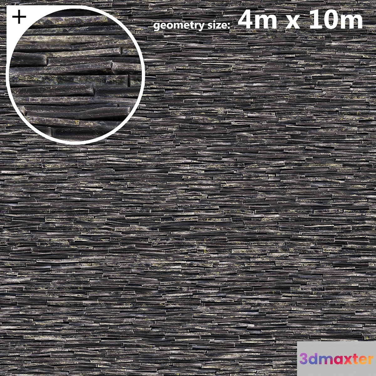 Slate Stone Wall 4x10m 3D Max