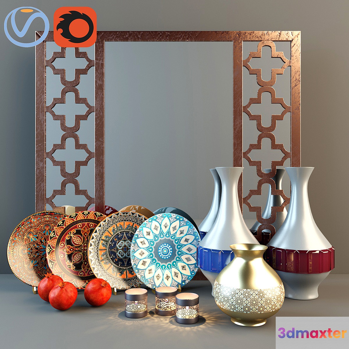 Decorative set in oriental style - No.2 3D Max