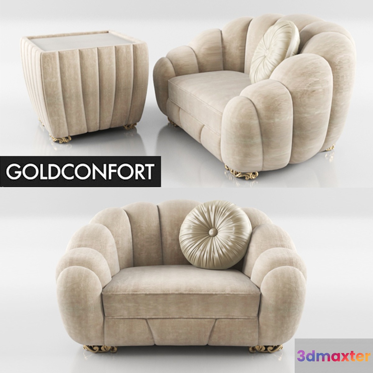 GOLDCONFORT Pearl armchair and coffee table