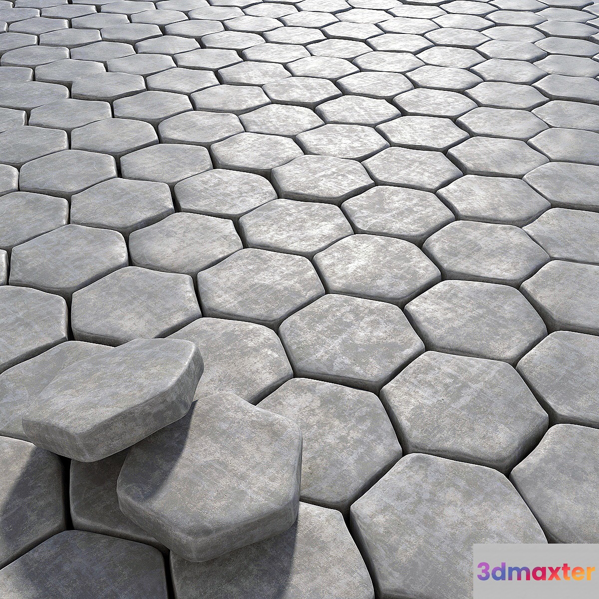Old paving hexagon 3D Max