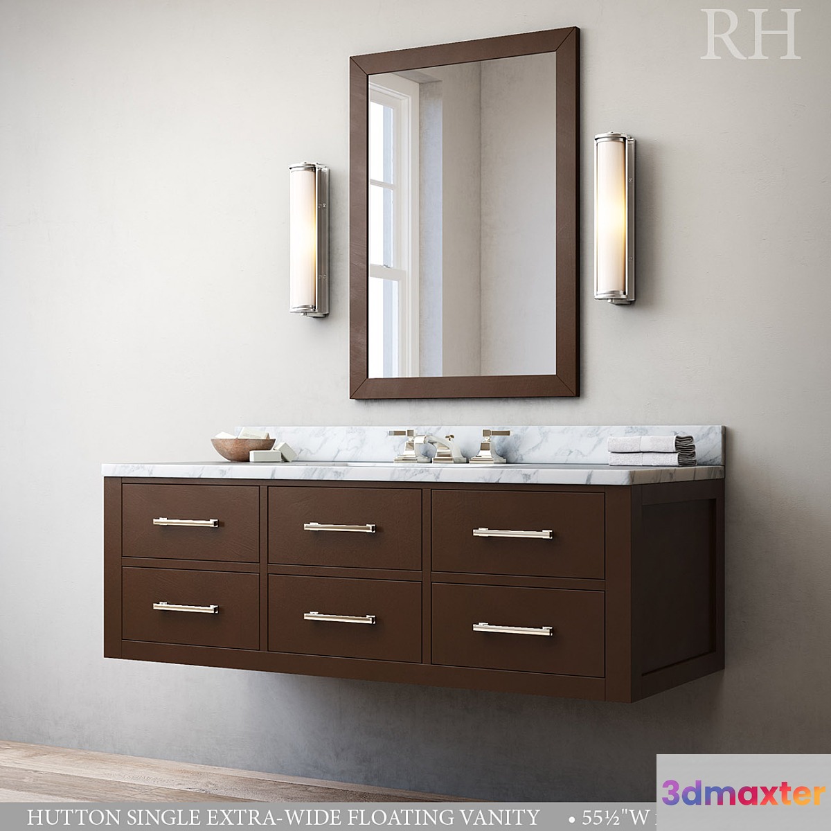 HUTTON SINGLE EXTRA-WIDE FLOATING VANITY 3D Max